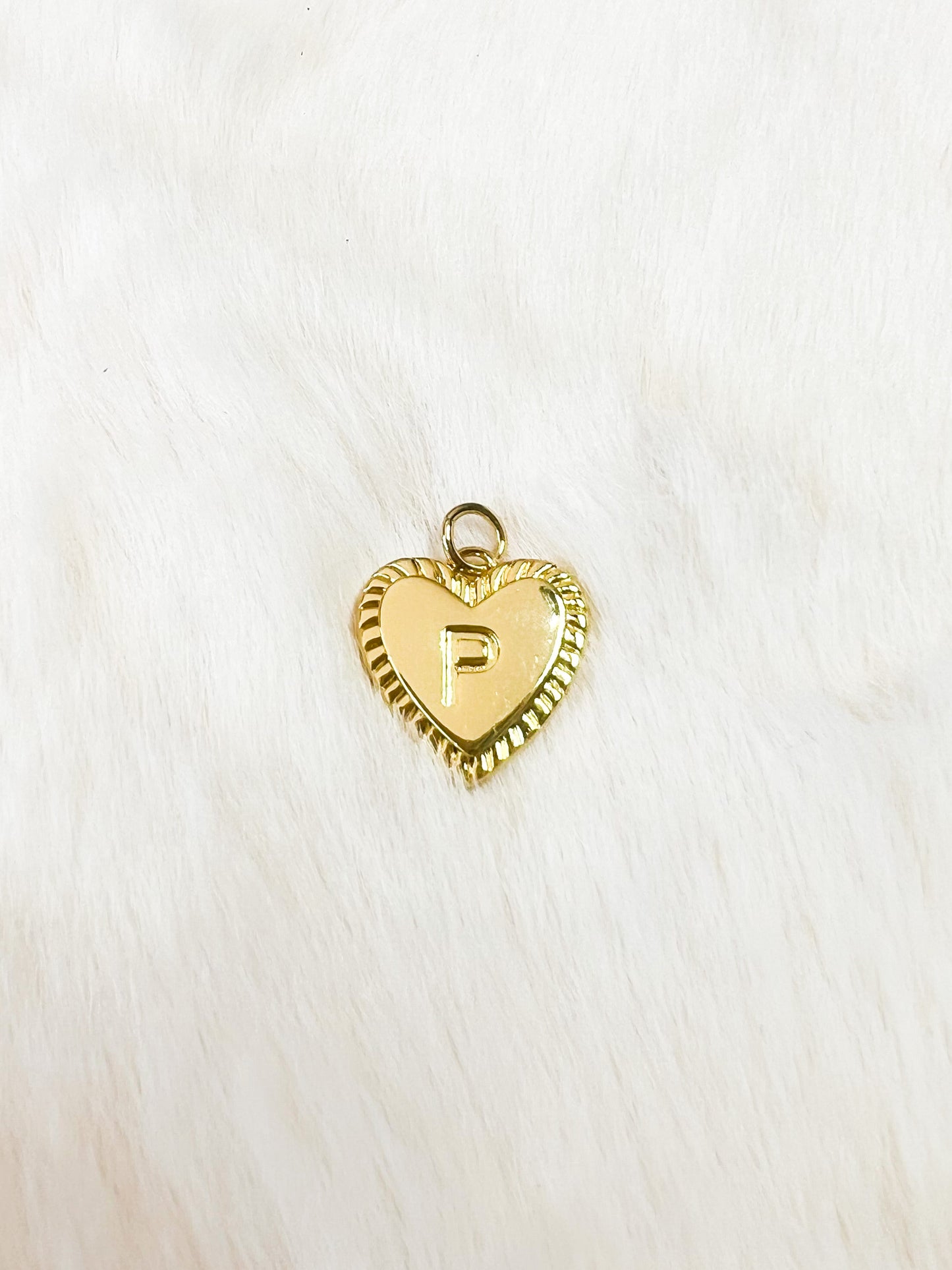 Golden Initial Heart Charm - My Marble